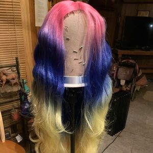 Multicolor long synthetic wig